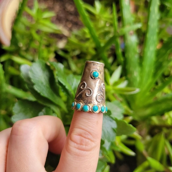 *RARE* Vintage Navajo Sleeping Beauty Turquoise Sterling Silver Thimble - Picture 6 of 8